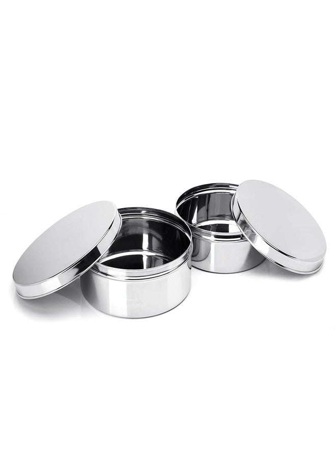 KC Stainless Steel Flat Canisters | Puri Dabba | Storage Containers Set Of 2 Pcs (Capacity 1.2Ltr & 1.5Ltr), Silver - Image 3